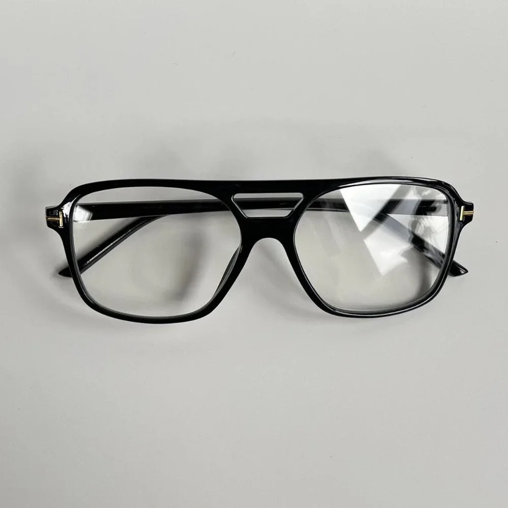 vintage style black rounded square glasses